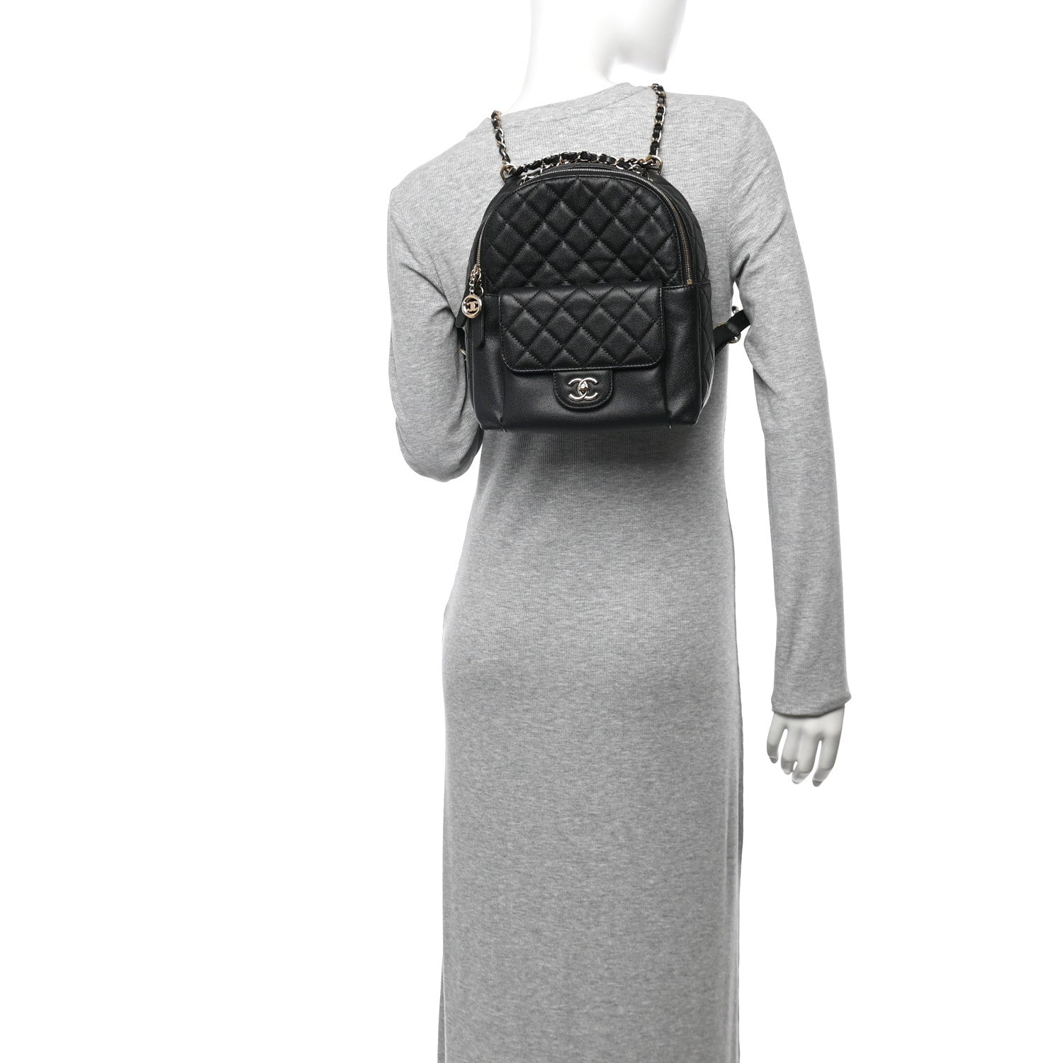 Caviar Quilted Medium Zip Around Backpack Black