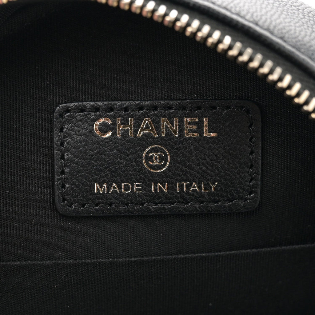 Lambskin Quilted Chanel 19 Round Clutch With Chain Black