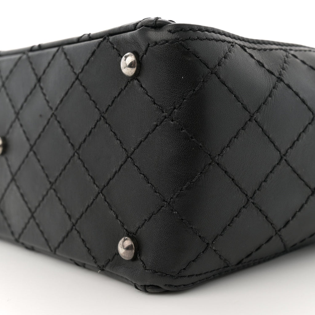 Grained Calfskin CC Pocket Tote Black