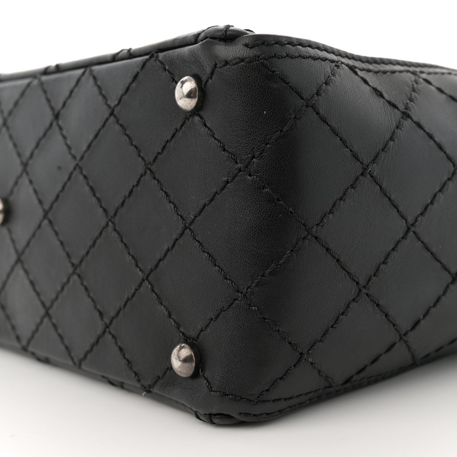 Grained Calfskin CC Pocket Tote Black