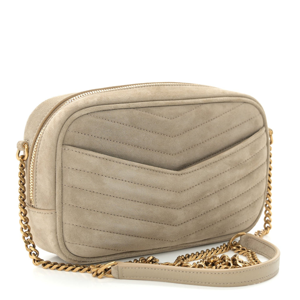 Suede Matelasse Monogram Mini Lou Camera Bag Matte Gold