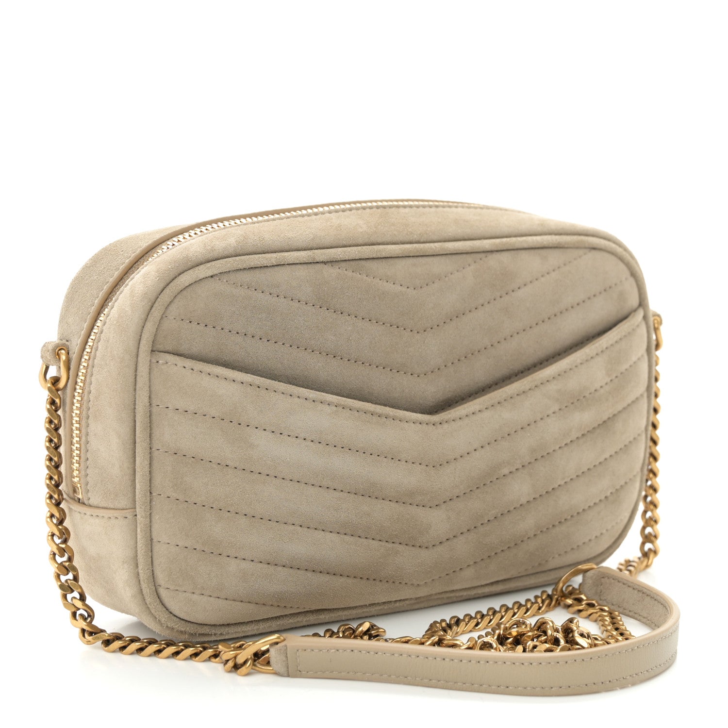 Suede Matelasse Monogram Mini Lou Camera Bag Matte Gold