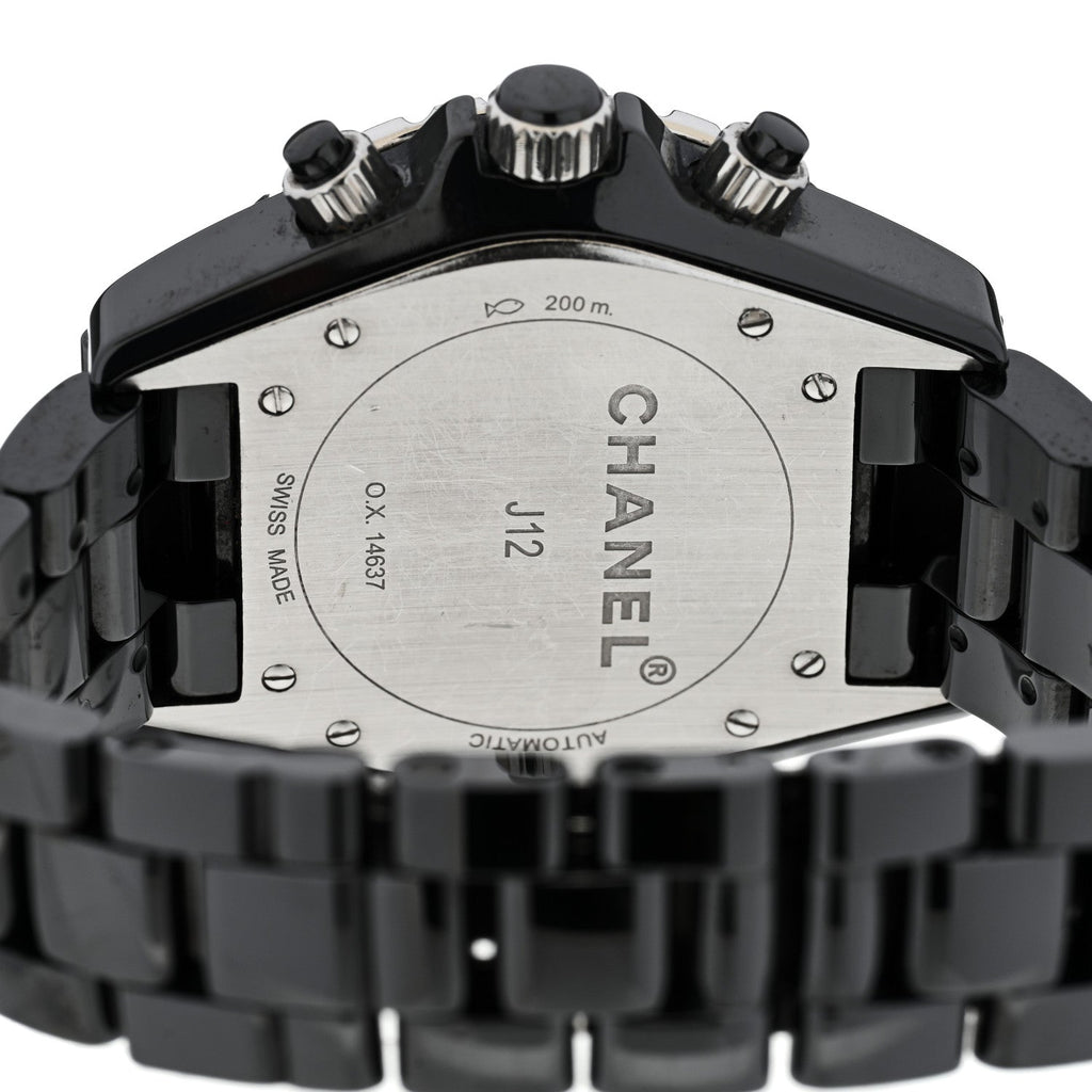 Stainless Steel Ceramic Diamond Bezel 41mm J12 Chronograph Automatic Watch Black