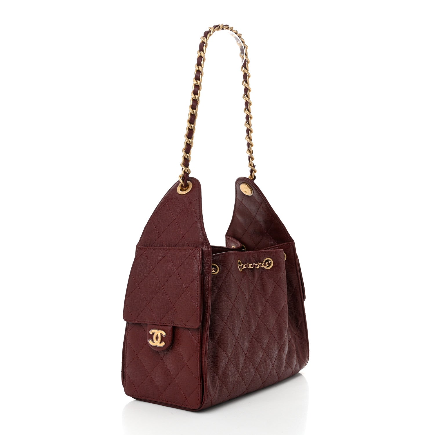Caviar Quilted Small Chanel 25 Handbag Burgundy