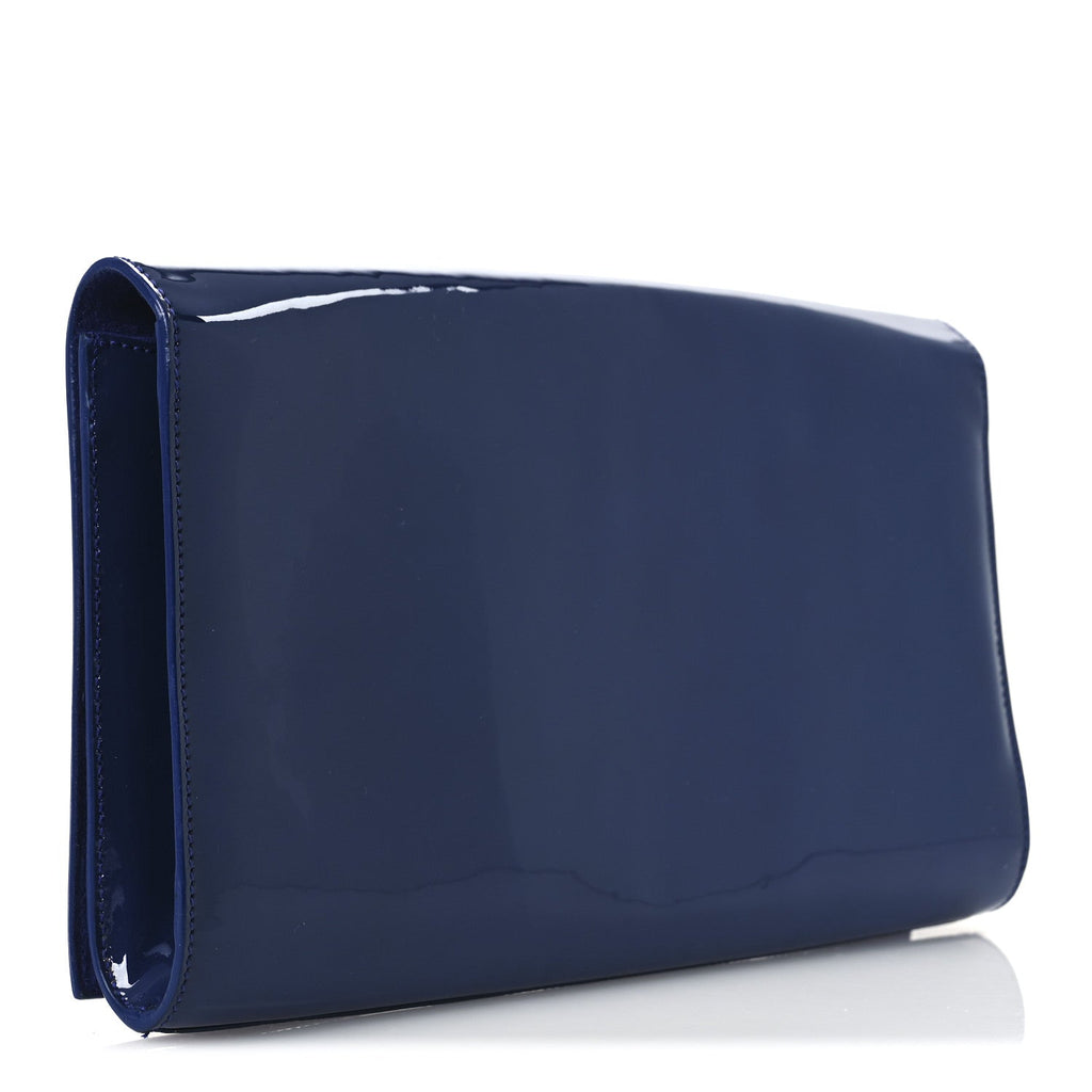 Patent Calfskin Monogram Large Belle De Jour Clutch Royal Blue