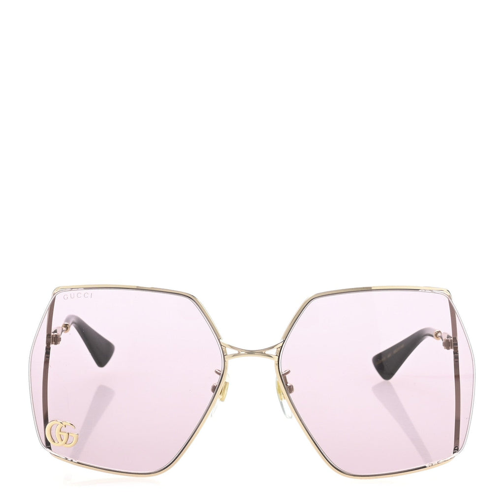 Metal Square Frame Sunglasses GG0817S Gold Purple
