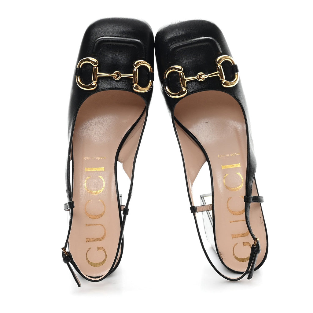 Malaga Kid Horsebit 75mm Slingback Pumps 39.5 Black