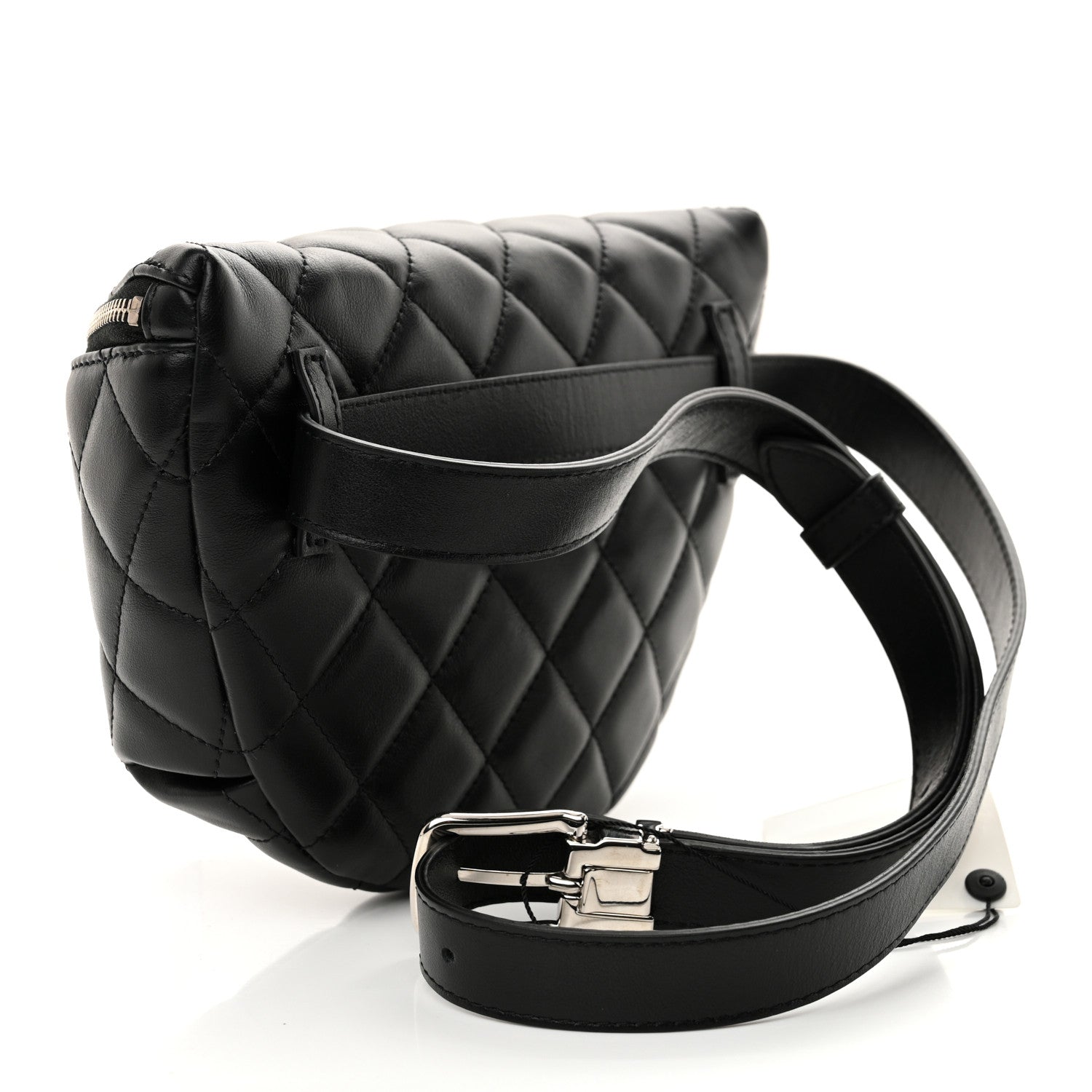 Calfskin Quilted Uniform Waist Belt Bag Black