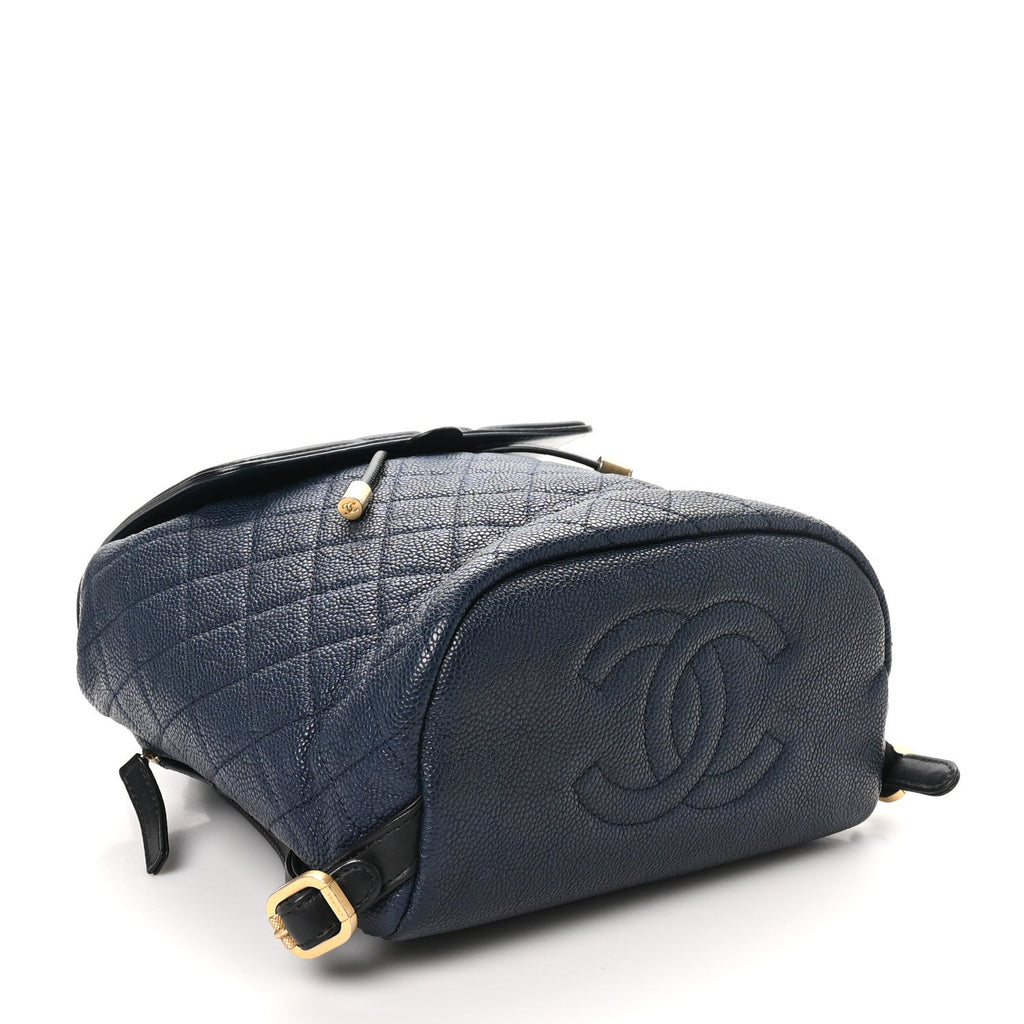 Caviar Quilted Filigree Backpack Navy