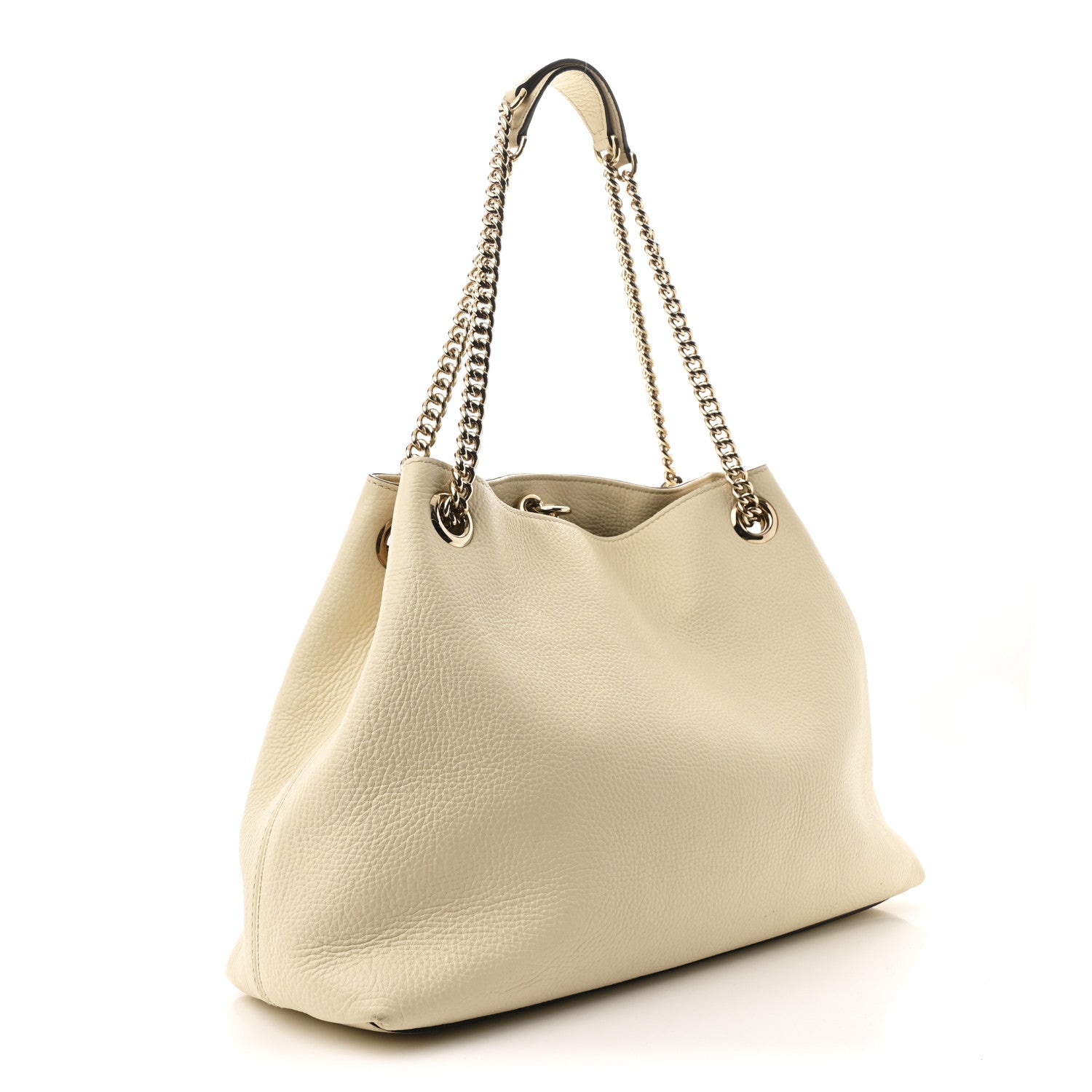 Pebbled Calfskin Medium Soho Chain Shoulder Bag Off White