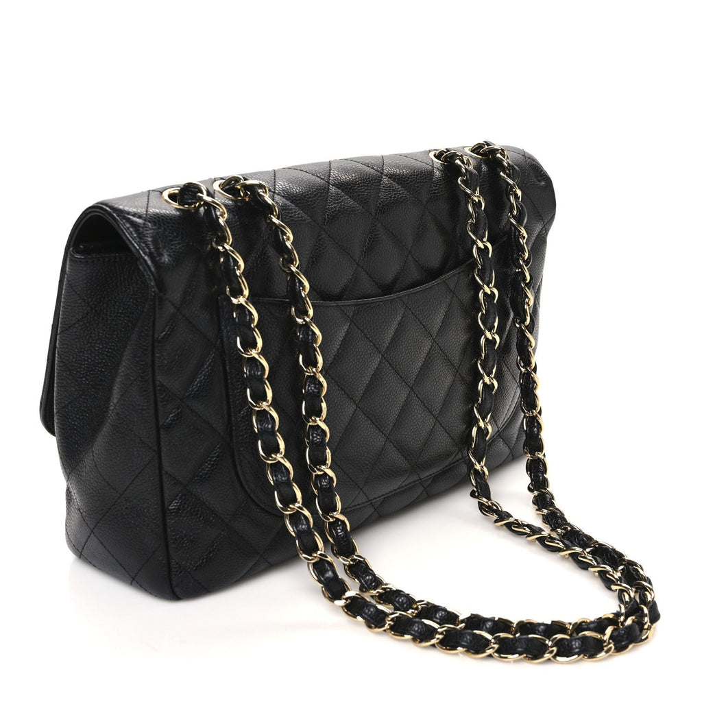 Caviar Quilted Jumbo Single Flap Black