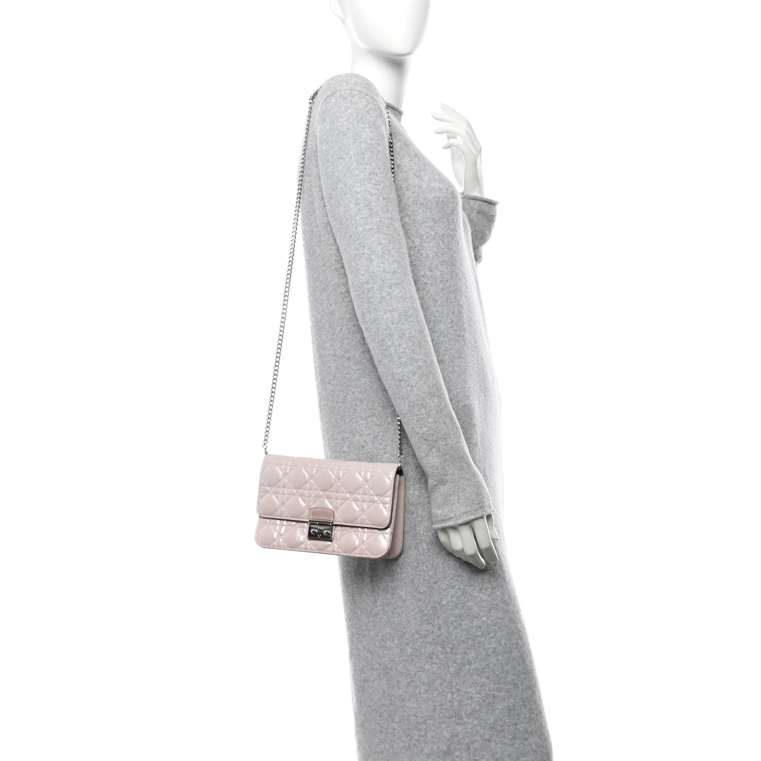 Metallic Lambskin Cannage Miss Dior Promenade Pouch Pink