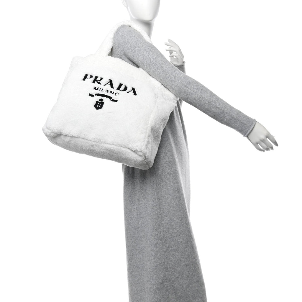 Terry Cloth Tote Bag White Black