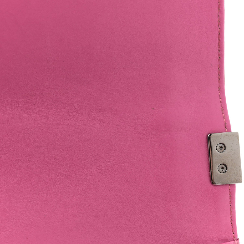 Patent Tweed Medium Boy Flap Fuchsia