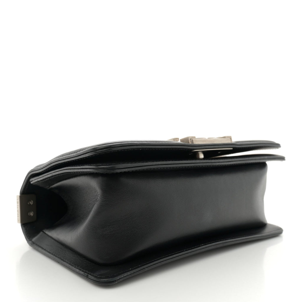 Matte Snakeskin Calfskin Small Boy Flap Black