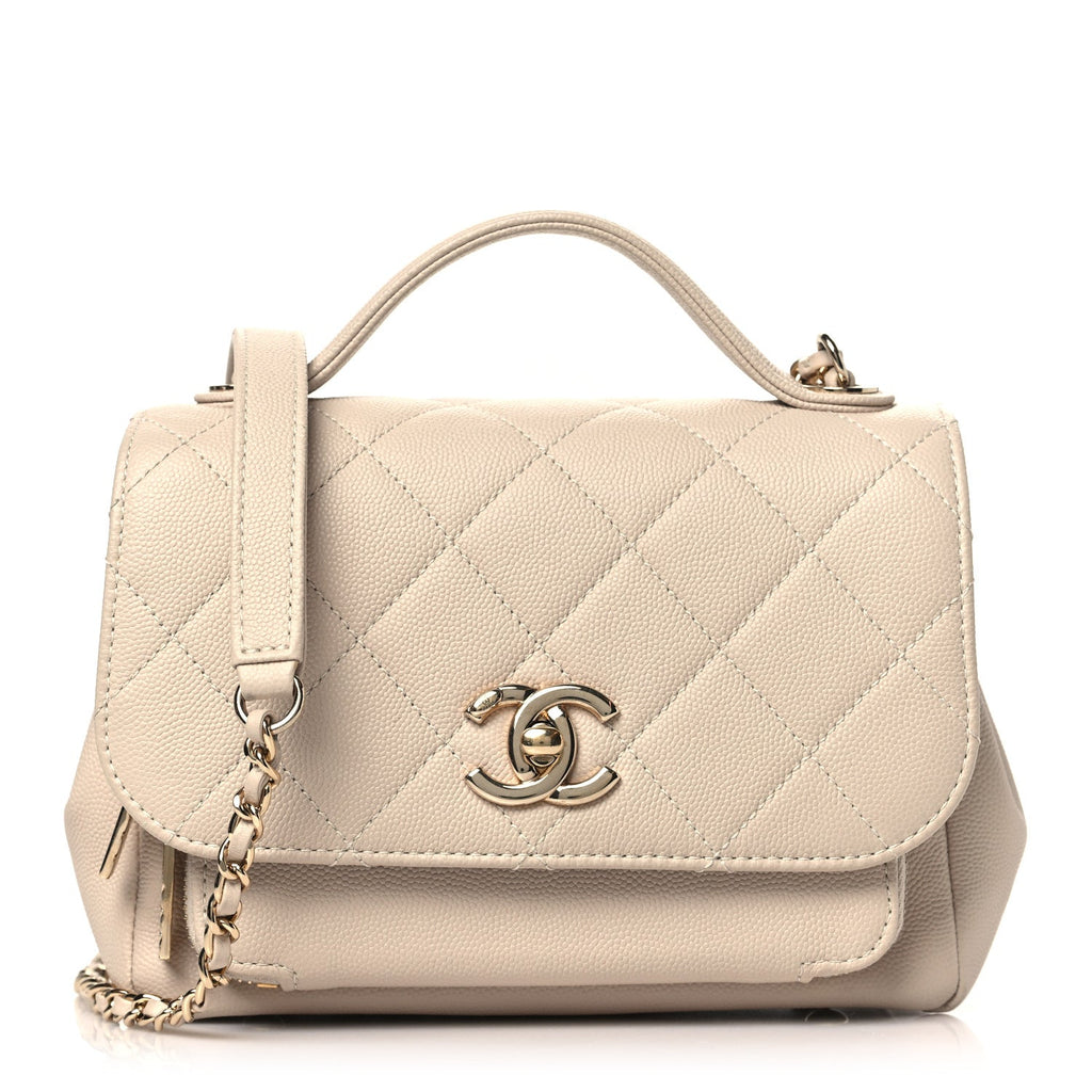 Caviar Quilted Small Business Affinity Flap Beige