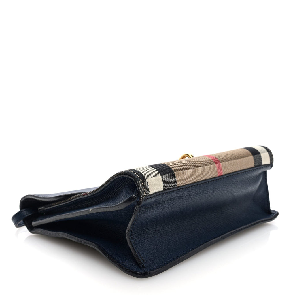 Derby Calfskin House Check Small Macken Crossbody Bag Ink Blue