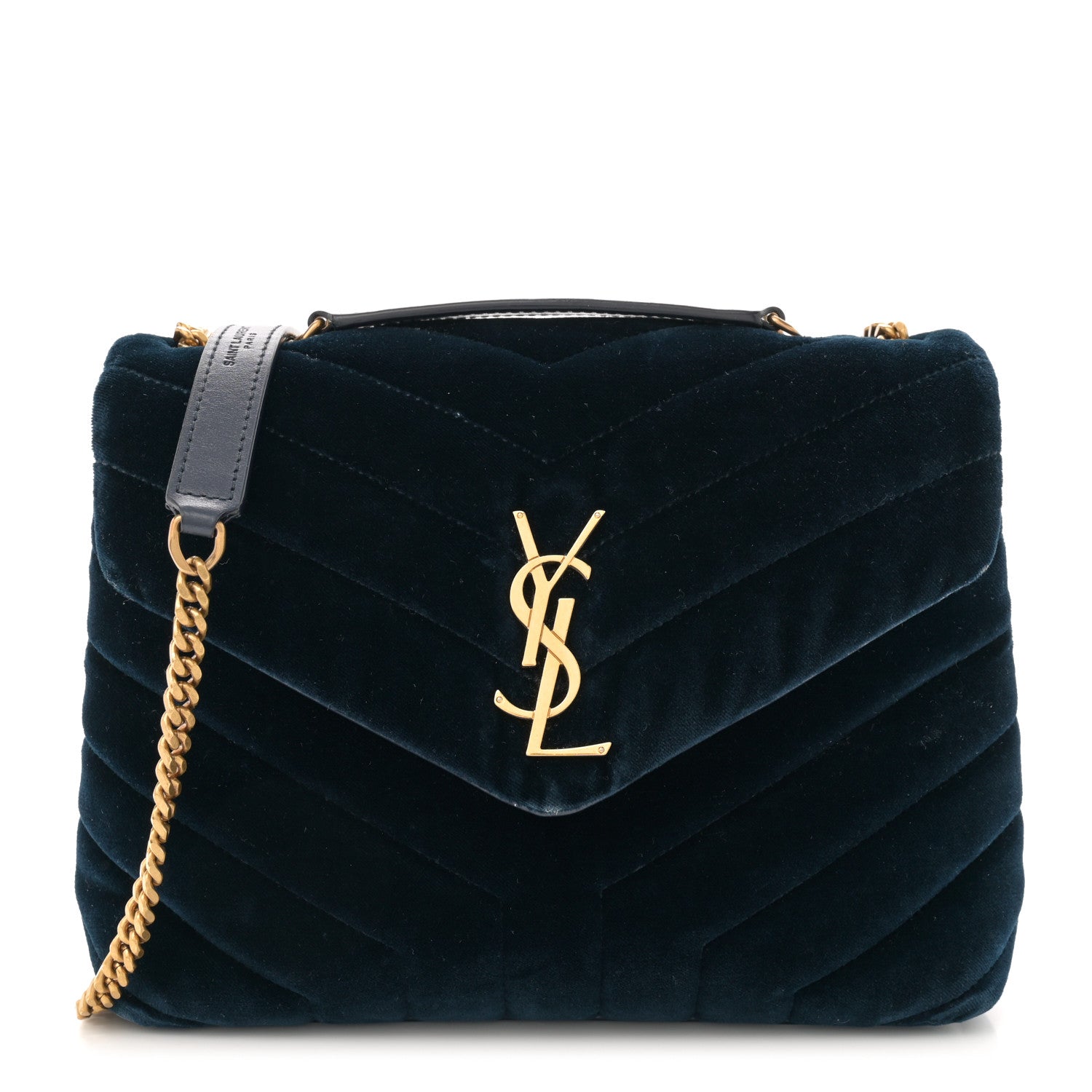 Velvet Y Quilted Monogram Small Loulou Chain Satchel Medium Blue