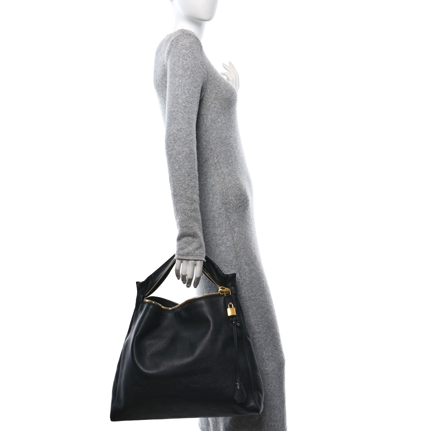 Pebbled Calfskin Alix Zip Clutch Black