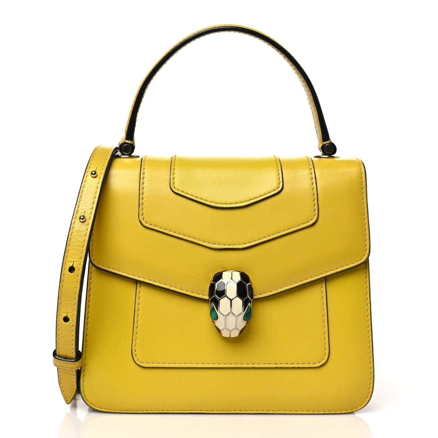 Calfskin Serpenti Forever Top Handle Yellow
