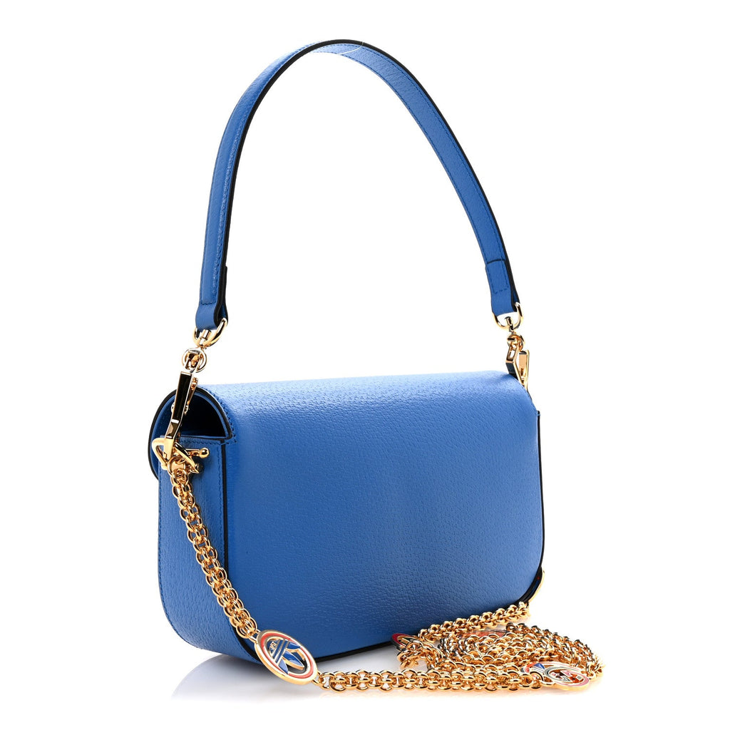 X ADIDAS Textured Dollar Calfskin Web Trefoil Mini Horsebit 1955 Shoulder Bag Blue Off White