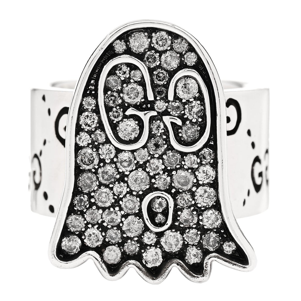 Sterling Silver Grey Diamond GucciGhost Ghost Ring 56 7.75