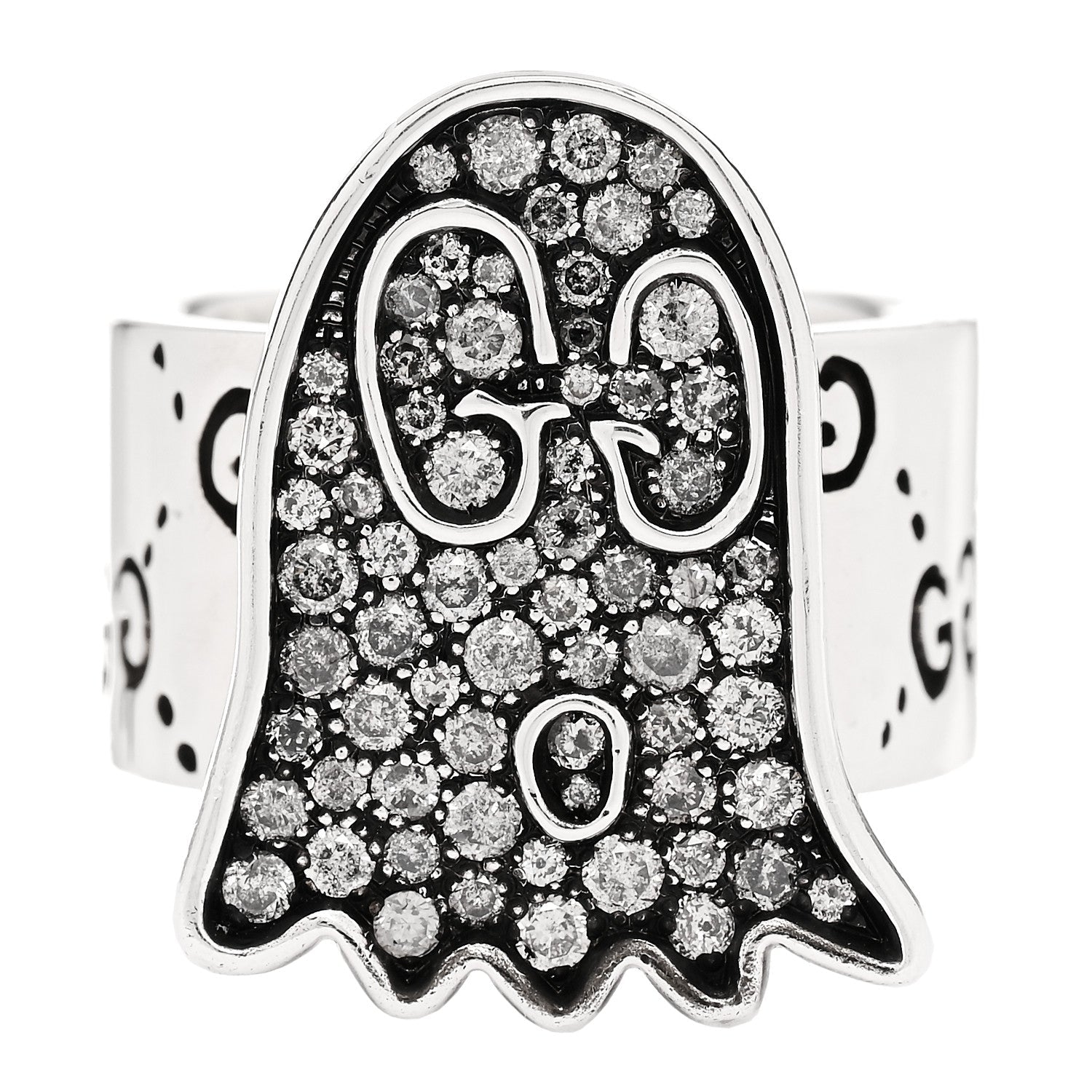 Sterling Silver Grey Diamond GucciGhost Ghost Ring 56 7.75