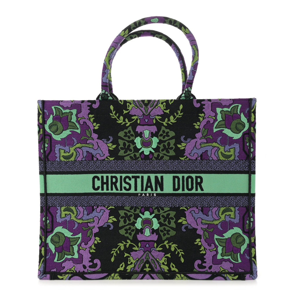 Canvas Embroidered Large Indian Purple Book Tote Multicolor