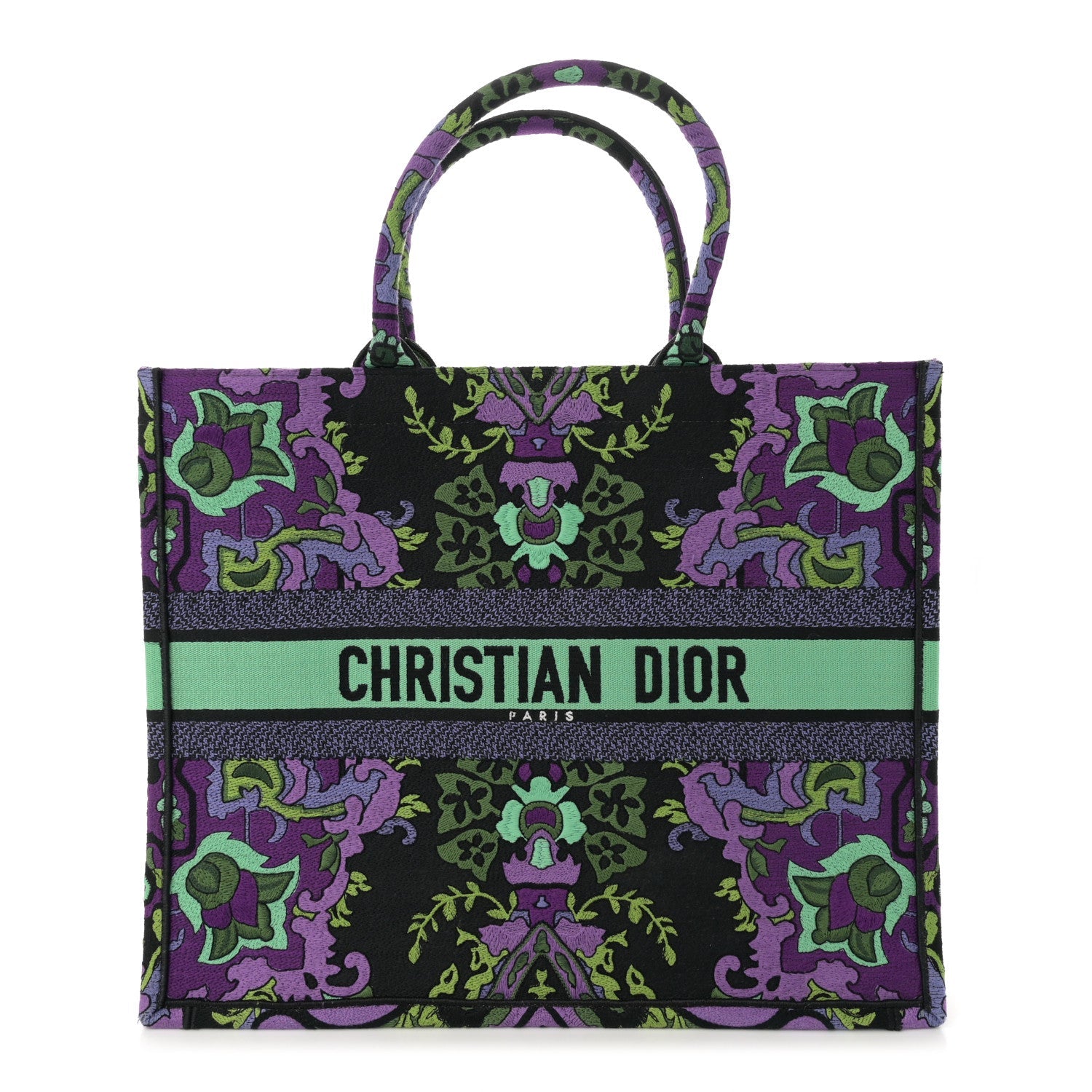 Canvas Embroidered Large Indian Purple Book Tote Multicolor