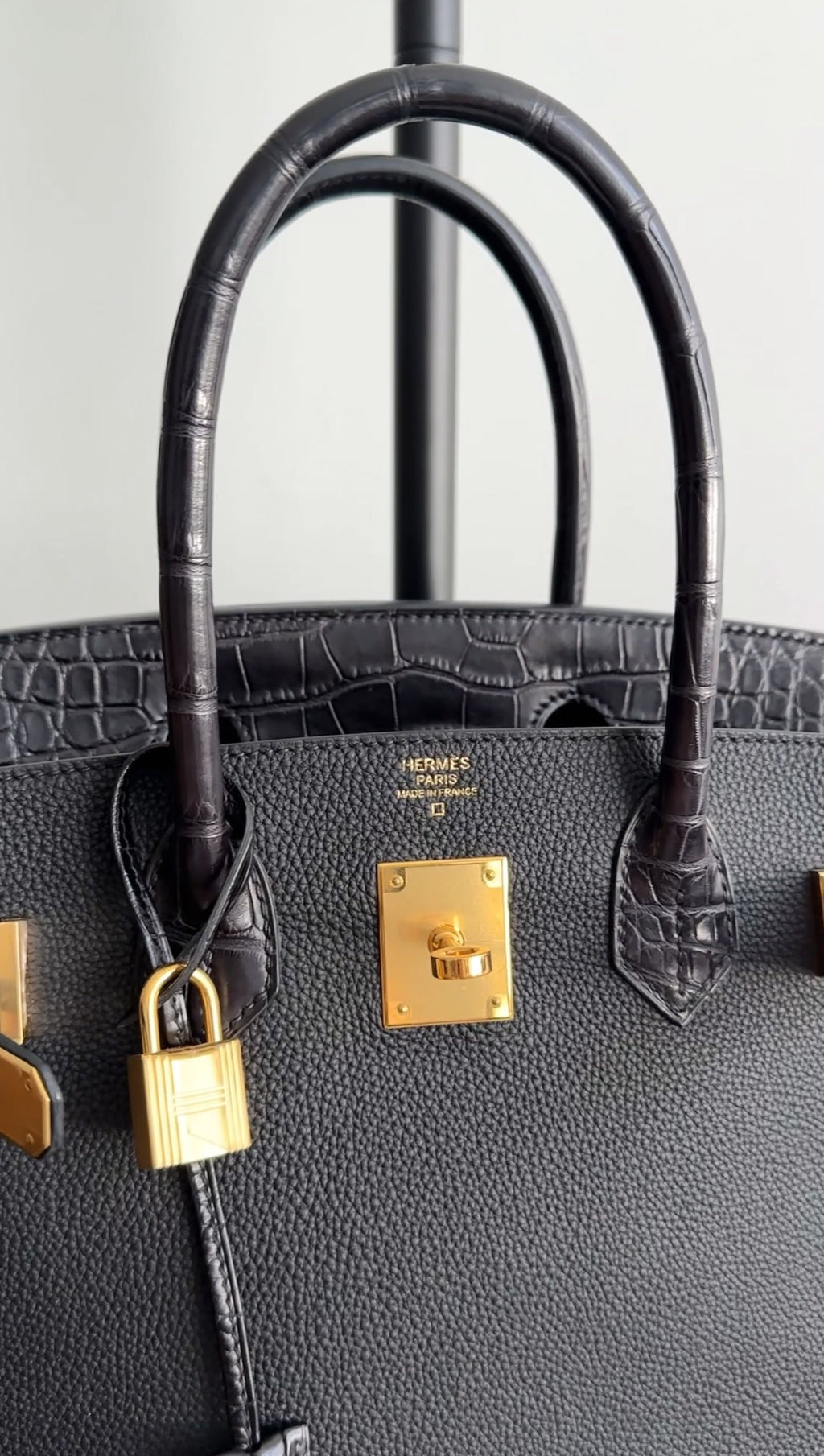 Hermes 2019 Black Noir Birkin 30cm Touch Alligator Togo Bag
