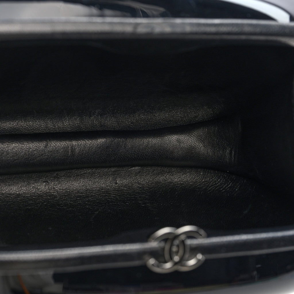 Lambskin Quilted Plexiglass Box Bag Black Gold