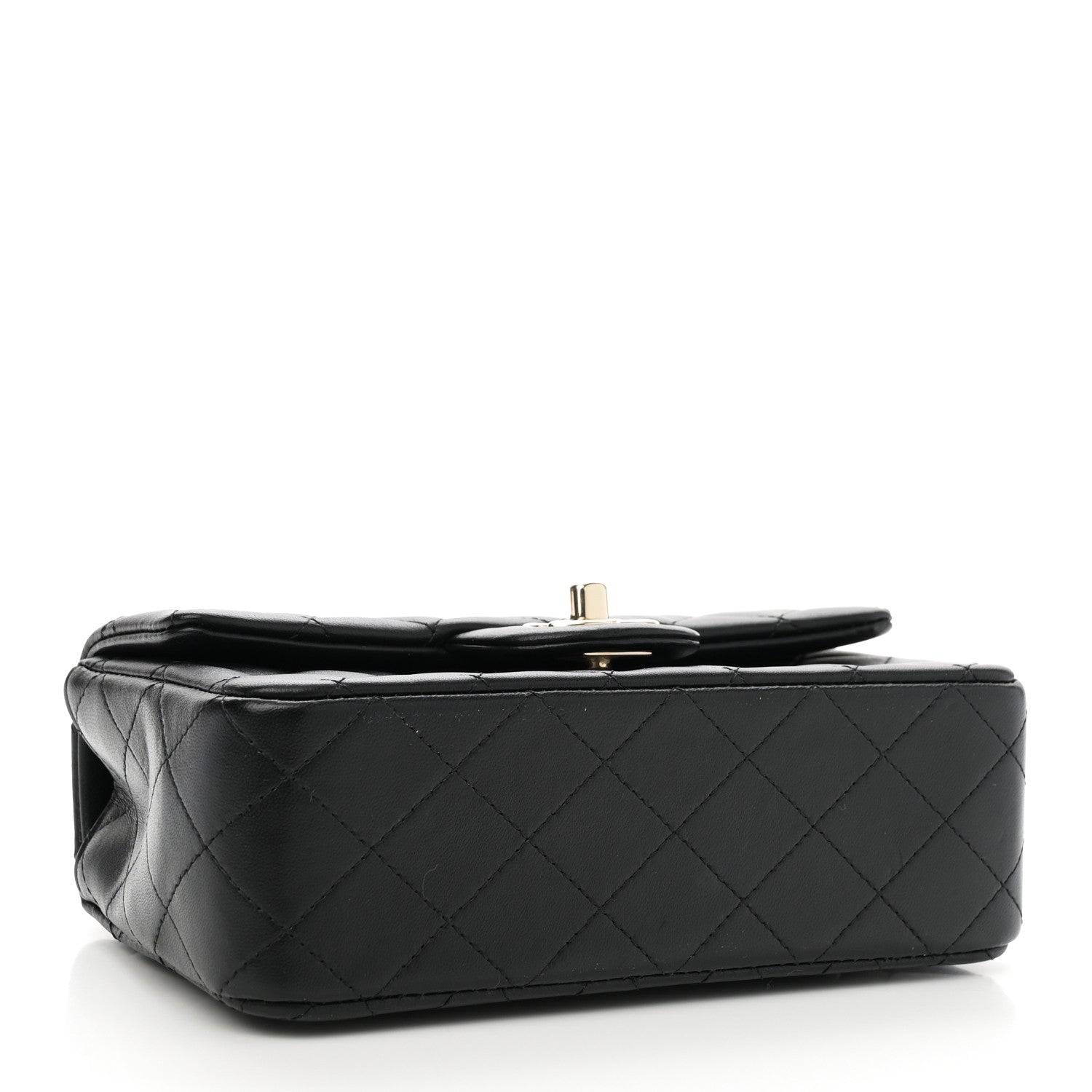 Lambskin Quilted Mini Top Handle Rectangular Flap Black