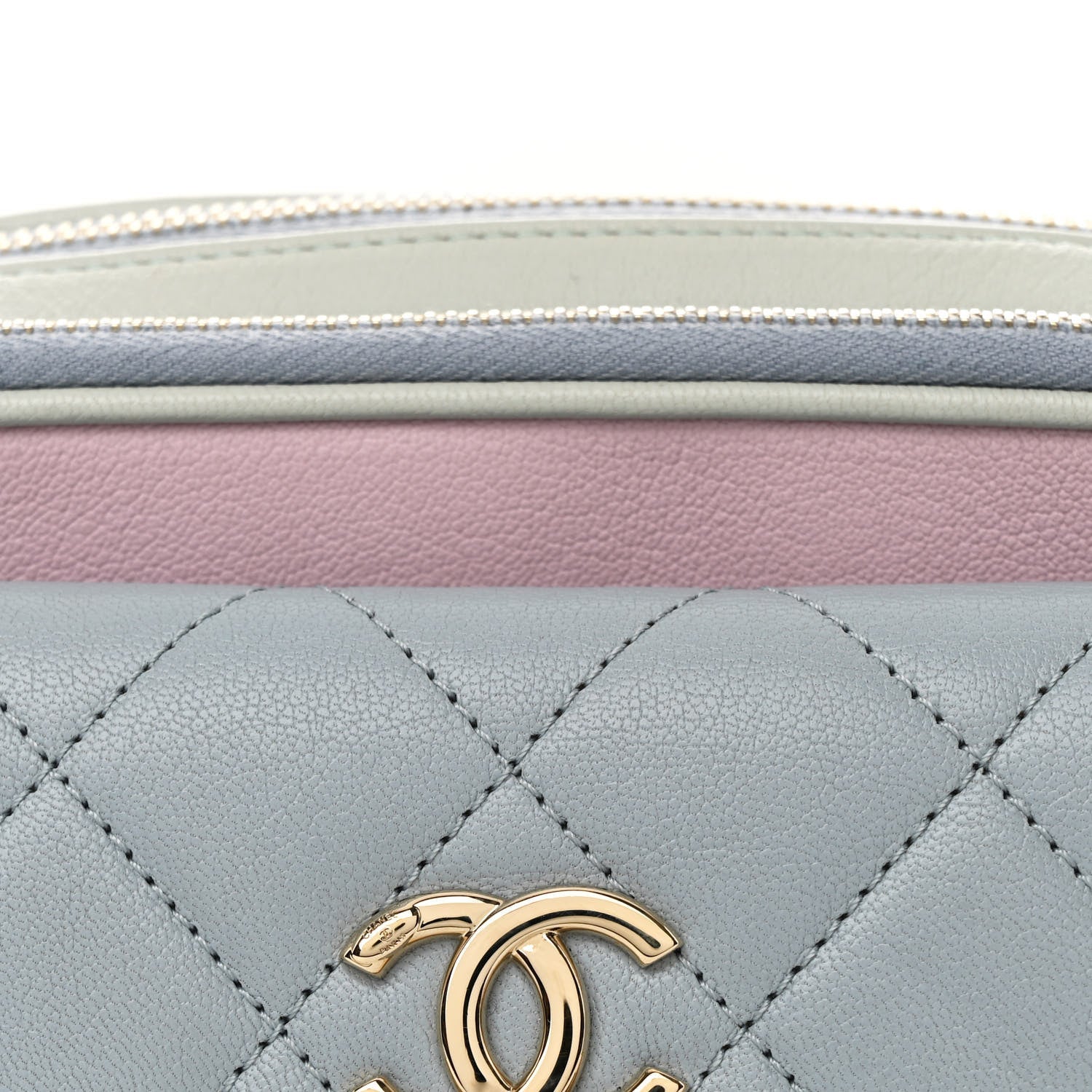 Goatskin Quilted Waist Bag Green Blue Pink