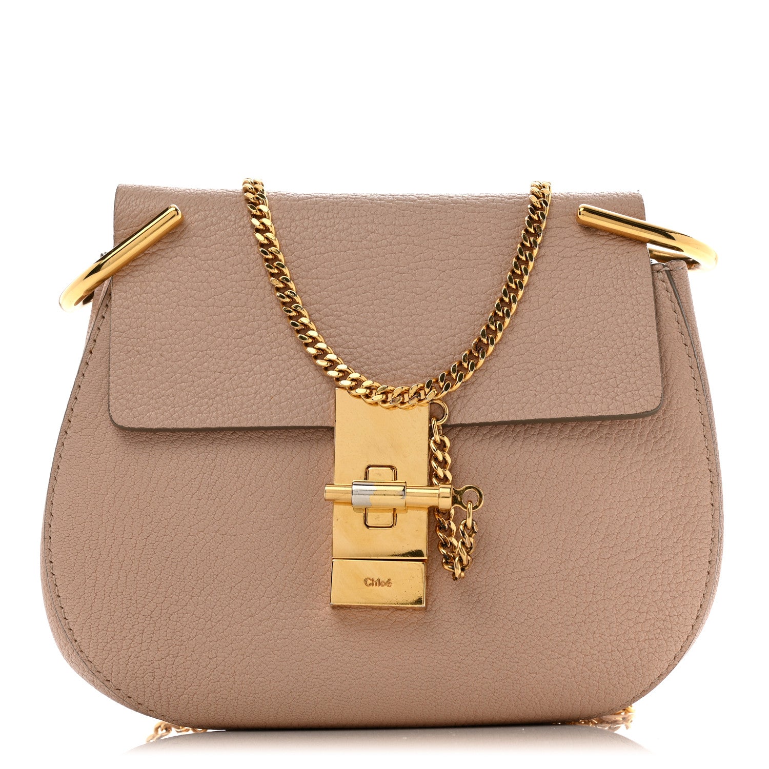 Grained Lambskin Mini Drew Shoulder Bag Cement Pink