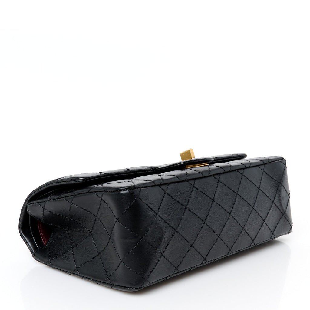 Aged Calfskin Quilted 2.55 Reissue 225 Flap Black