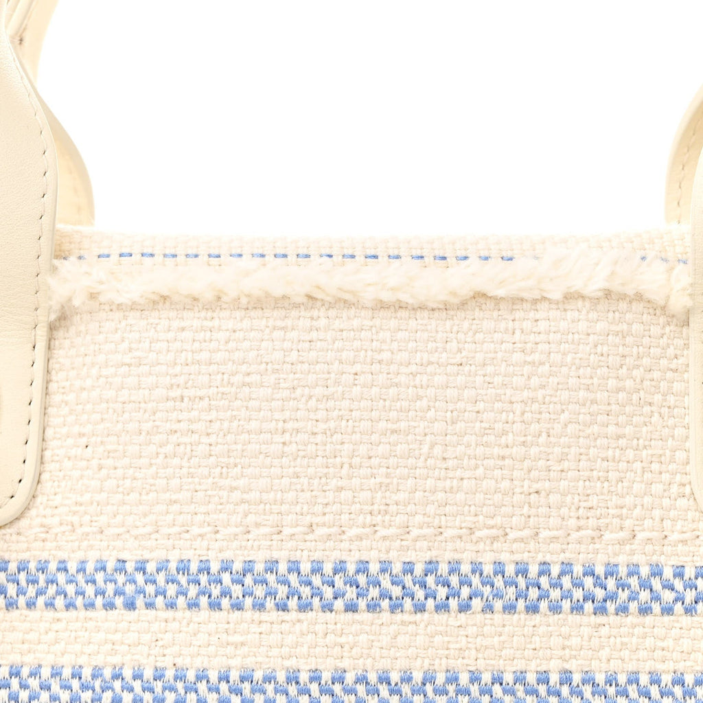 Striped Canvas Medium Deauville Tote Ecru Blue Yellow
