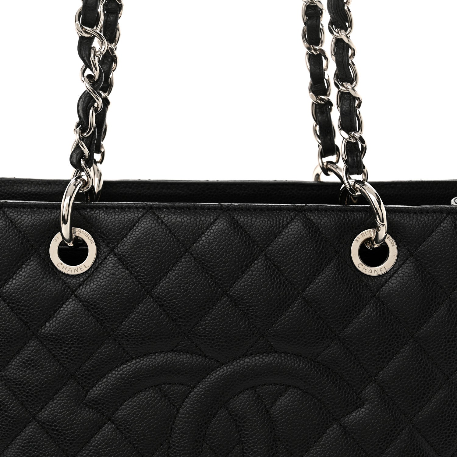 Caviar Quilted Grand Shopping Tote GST Black