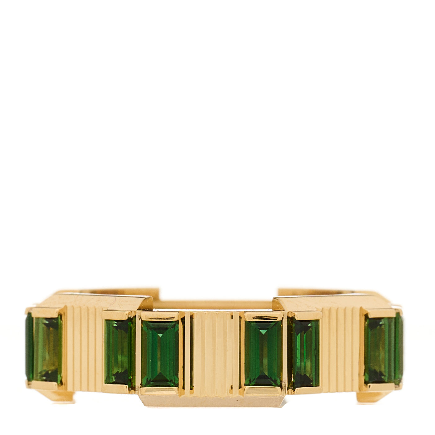 18K Yellow Gold Green Tourmaline 6mm Link to Love Ring 54 6.75