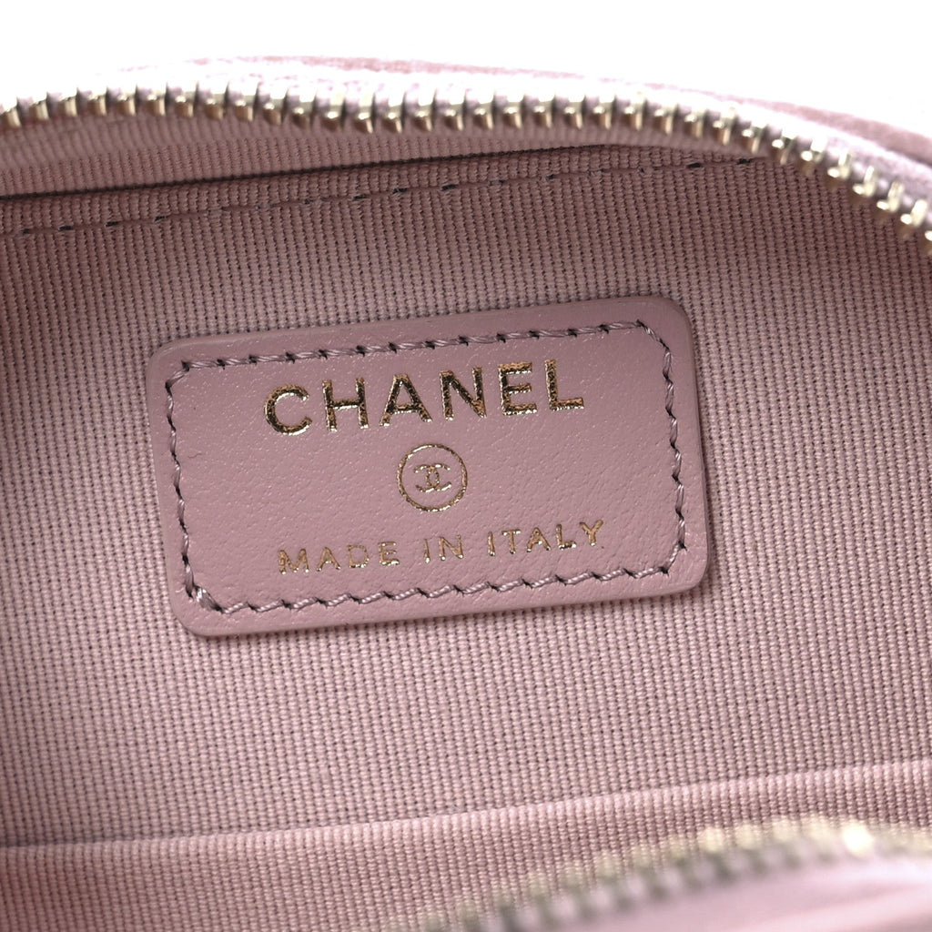 Caviar Quilted Clutch With Chain Light Pink