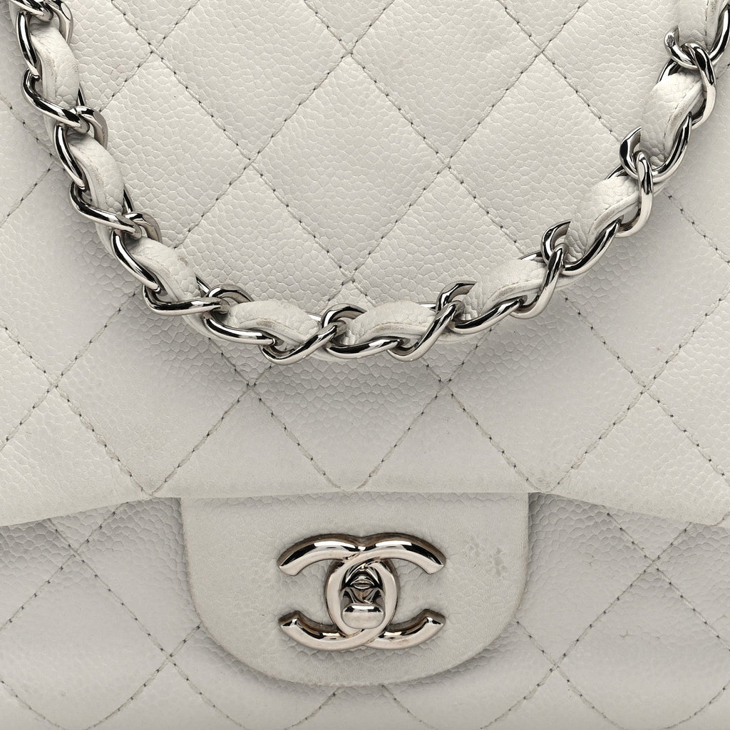 Caviar Quilted Jumbo Single Flap White