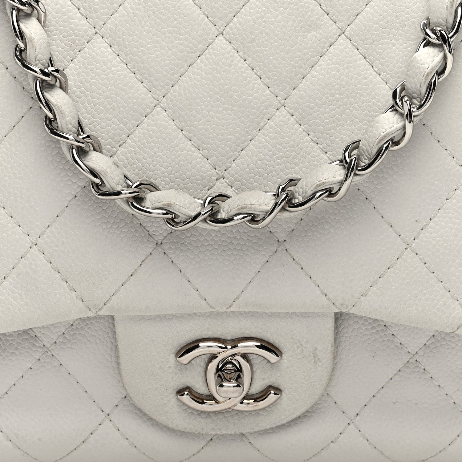 Caviar Quilted Jumbo Single Flap White