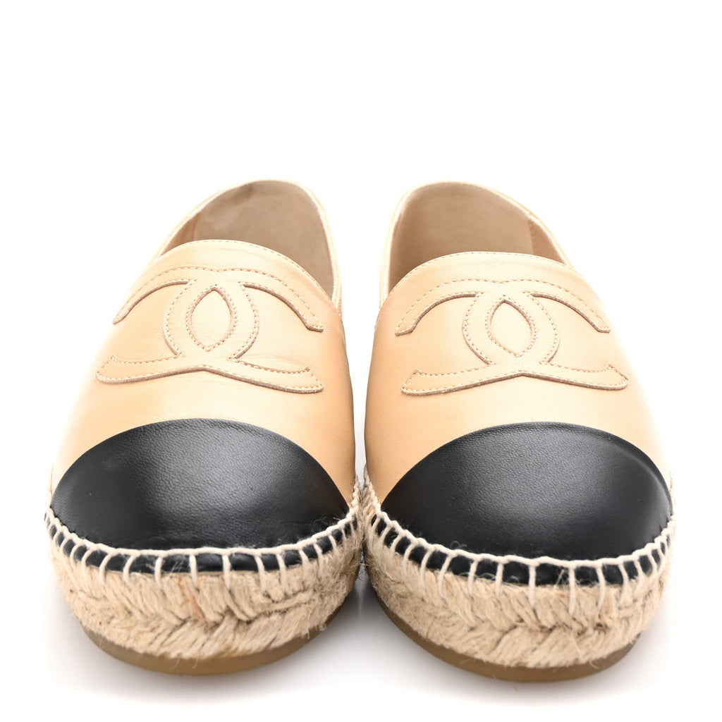 Lambskin CC Espadrilles 40 Beige Black