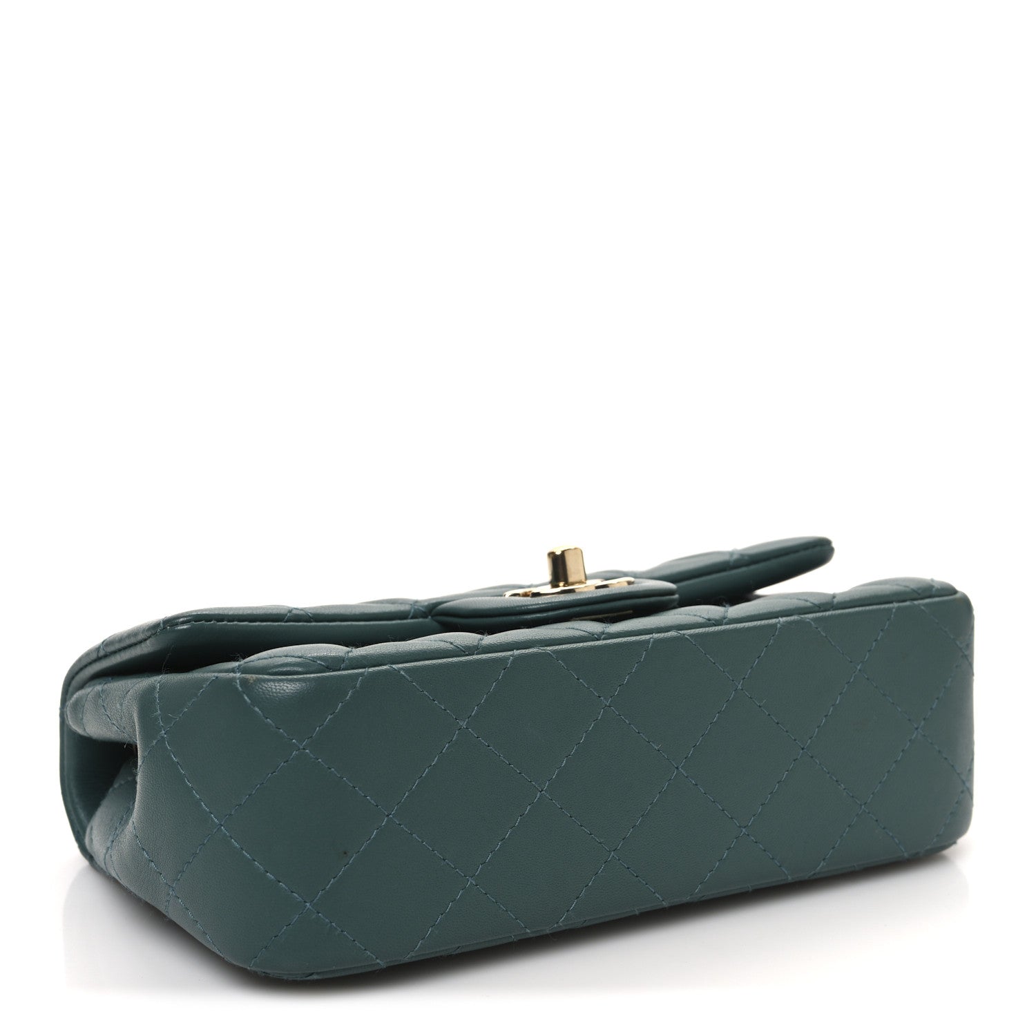 Lambskin Quilted Mini Rectangular Flap Dark Green