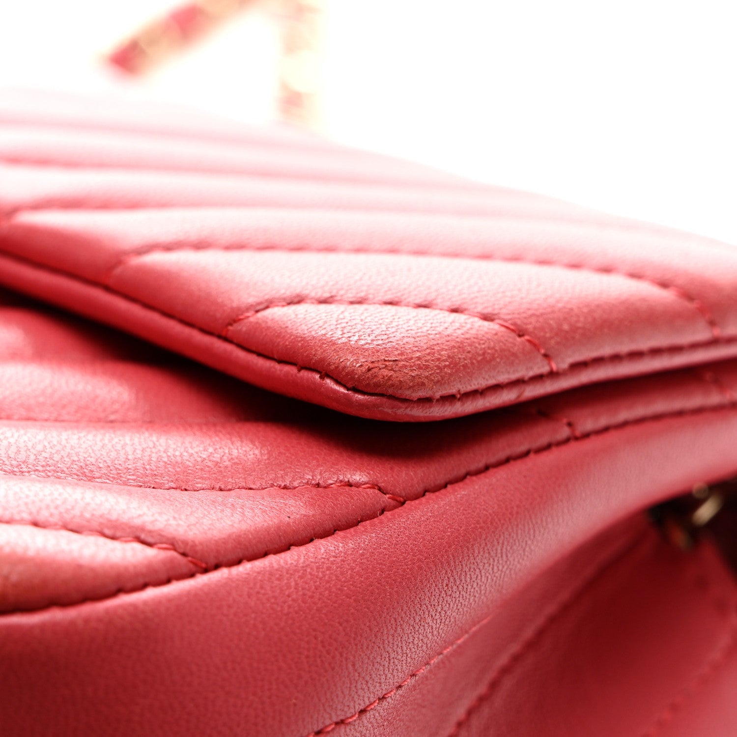 Lambskin Chevron Quilted Mini Rectangular Flap Pink