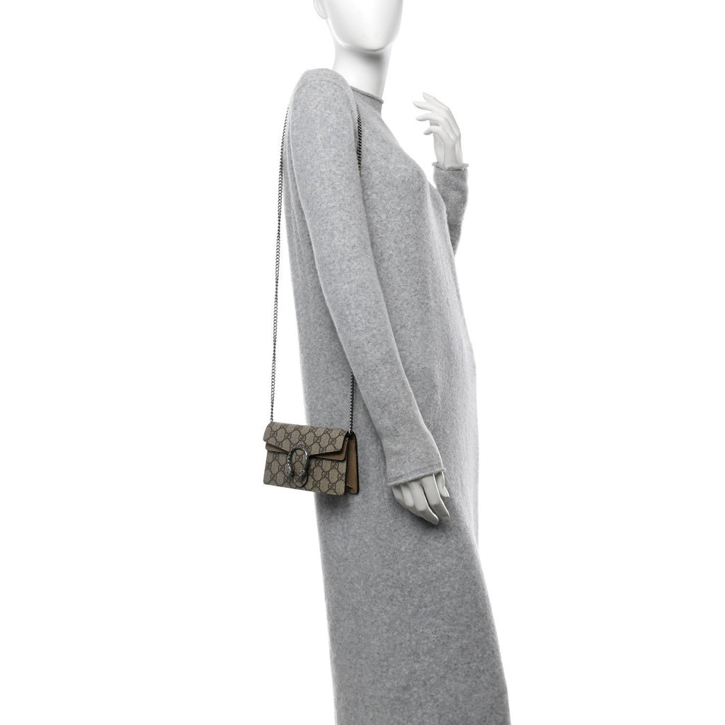 GG Supreme Monogram Super Mini Dionysus Shoulder Bag Taupe