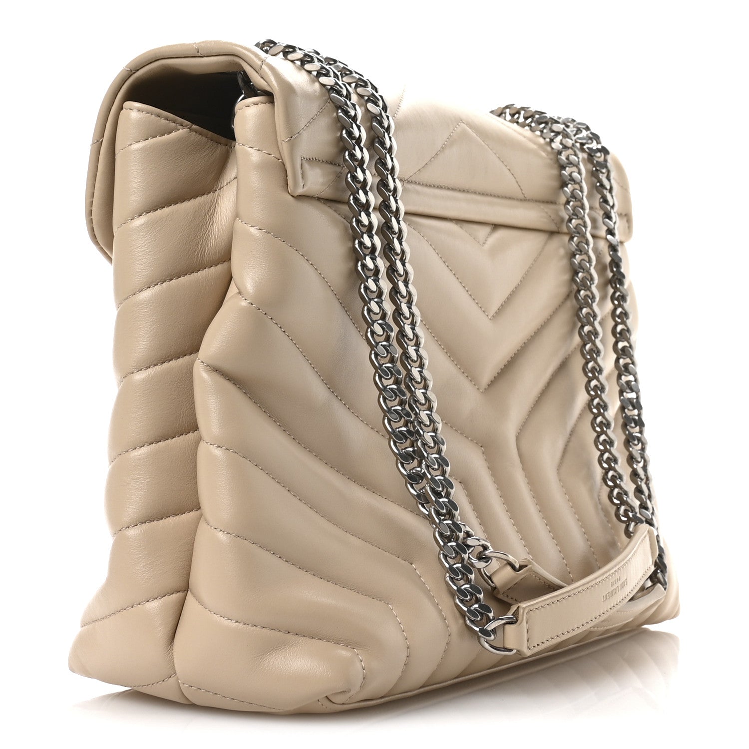 Calfskin Y Quilted Monogram Medium Loulou Chain Satchel Nude Powder
