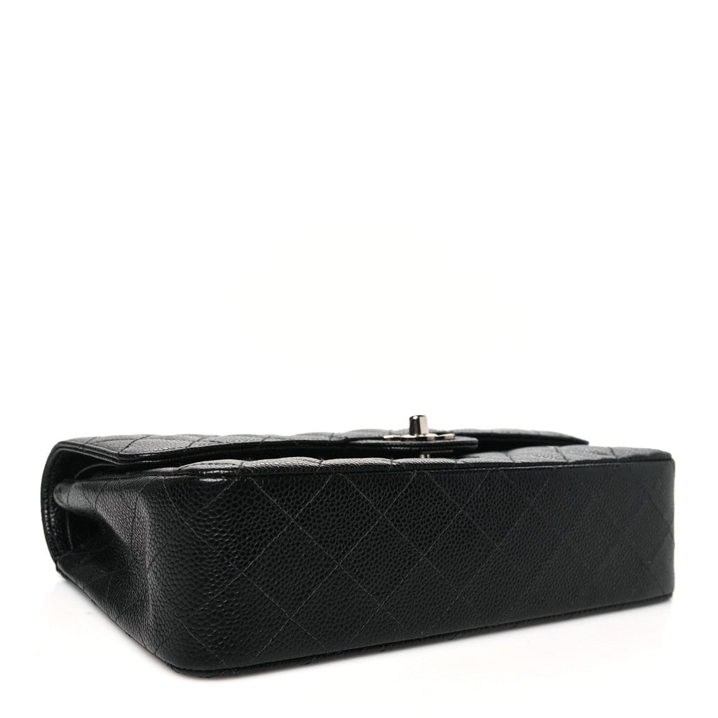 Caviar Quilted Medium Double Flap Black