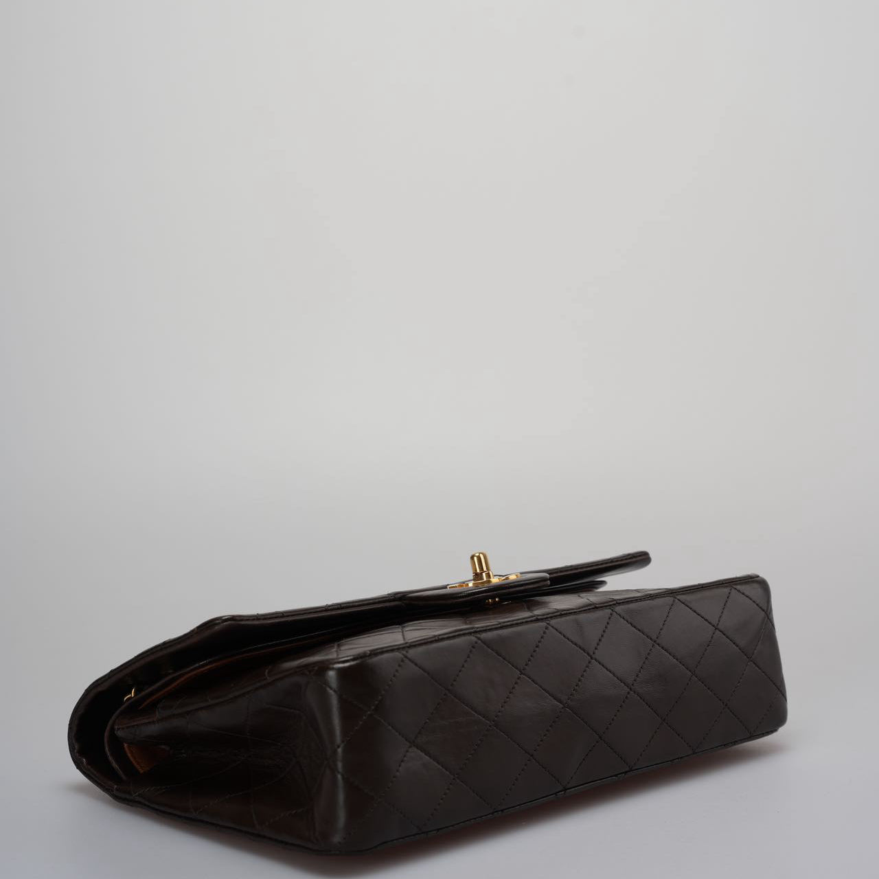 Chanel Vintage Classic Flap Bag in Chocolate Brown With 24k Gold Hardware Medium Size