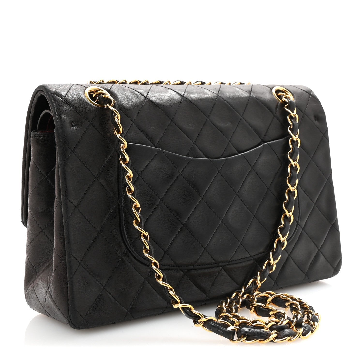 Lambskin Quilted Medium Double Flap Black