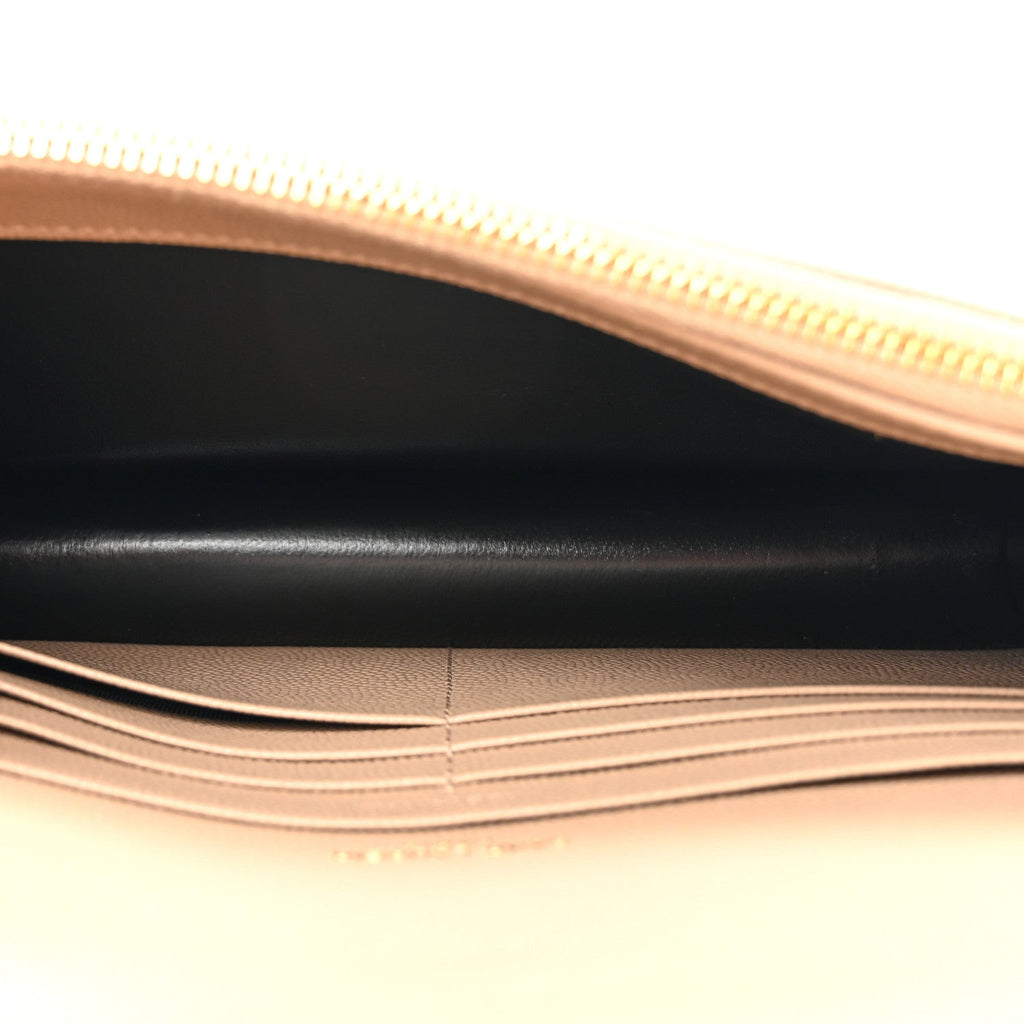 Grain De Poudre Matelasse Chevron Monogram Envelope Chain Wallet Dark Beige
